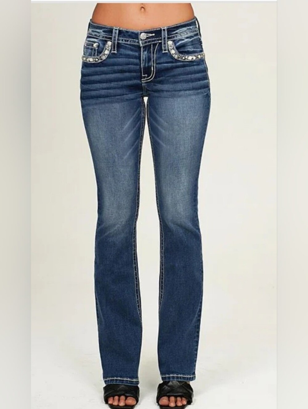 Miss Me Medium Wash Bootcut Denim Jeans With Embellishment Size 30 X 31 - Picture 6 of 7